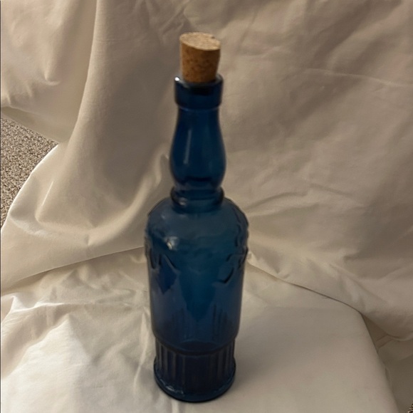 Other - Blue Glass Decorative Bottle with Cork